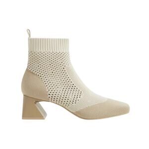 Vivaia Melissa Perforated Knit Sock Ankle Boots EU 40 US 9 Beige Square Toe